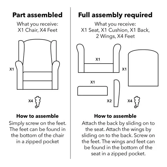 Grande Check Wingback Armchair - Grey, Fabric