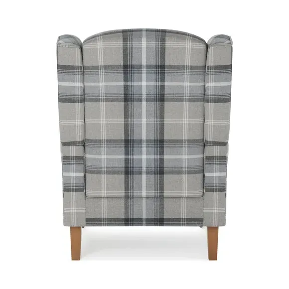 Grande Check Wingback Armchair - Grey, Fabric