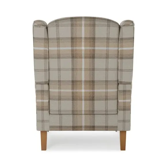 Grande Check Wingback Armchair - Natural, Fabric