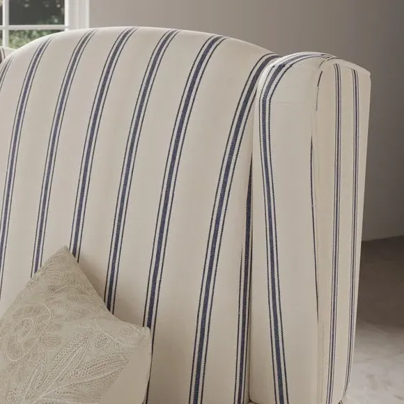 Grande Wingback Armchair - Blue, Woven Fabric