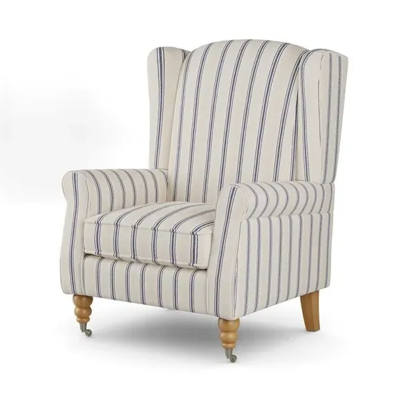 Grande Wingback Armchair - Blue, Woven Fabric
