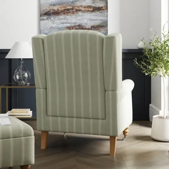 Grande Wingback Armchair - Sage, Woven Fabric