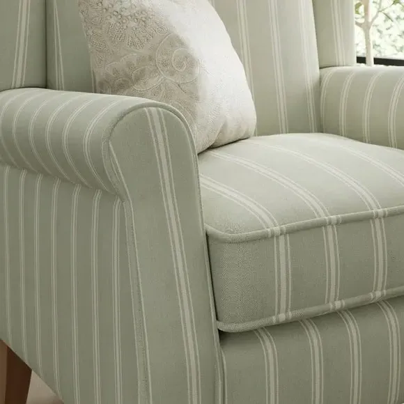 Grande Wingback Armchair - Sage, Woven Fabric