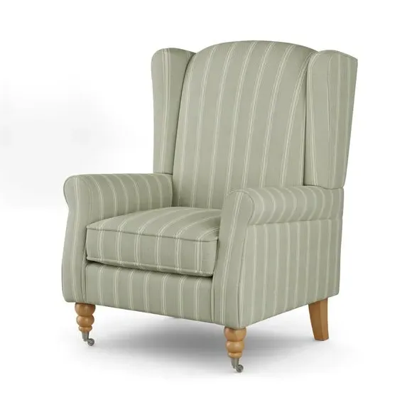 Grande Wingback Armchair - Sage, Woven Fabric