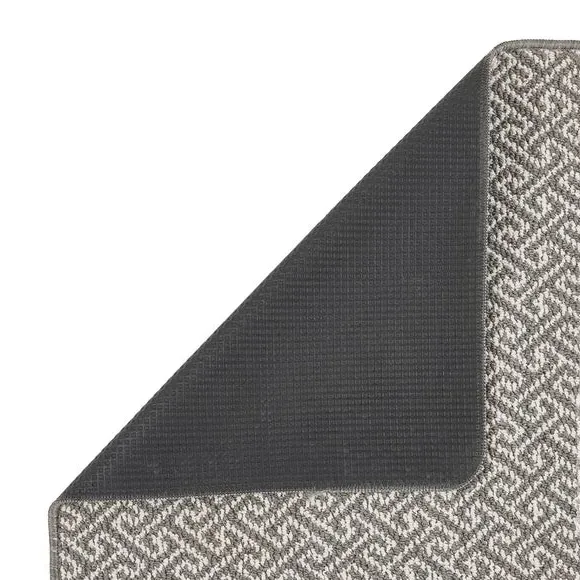 Greek Key Doormat with Anti-Slip - Grey, Boucle