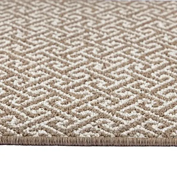 Greek Key Doormat with Anti-Slip - Natural, Boucle