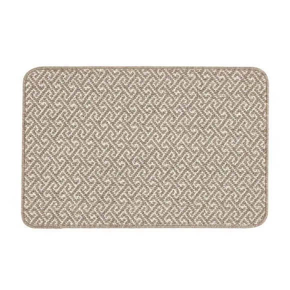 Greek Key Doormat with Anti-Slip - Natural, Boucle