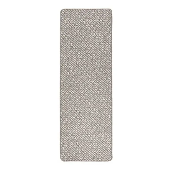 Greek Key Runner Rug - Grey, Boucle