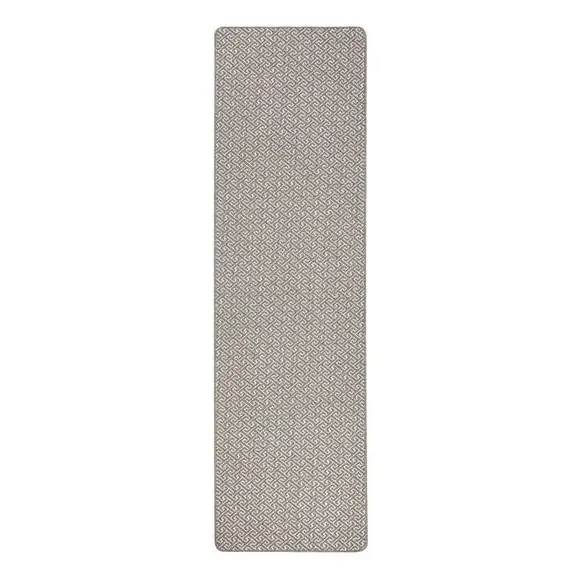 Greek Key Runner Rug - Grey, Boucle
