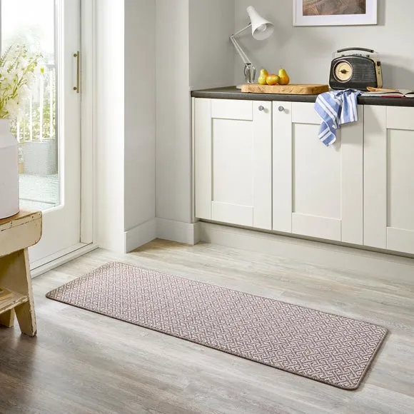 Greek Key Runner Rug - Natural, Boucle