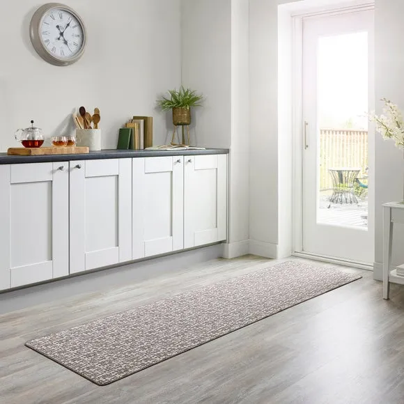 Grid Runner with Anti-Slip - Natural, Boucle