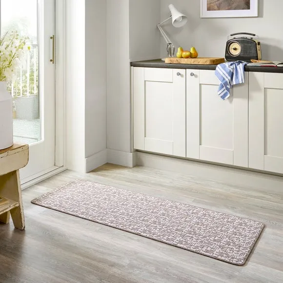 Grid Runner with Anti-Slip - Natural, Boucle