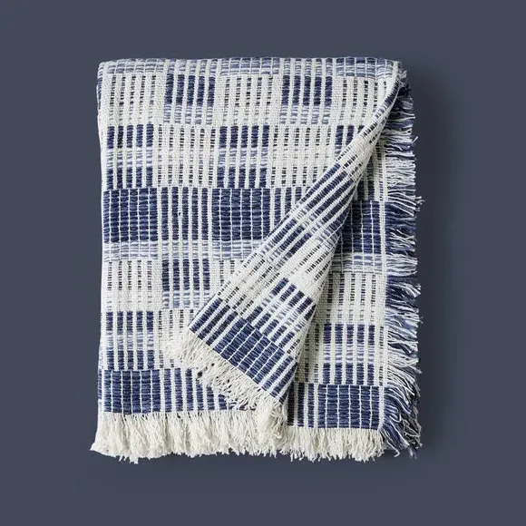Grid Throw Blanket - Blue, Cotton