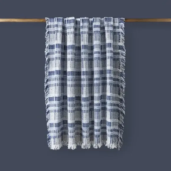 Grid Throw Blanket - Blue, Cotton image