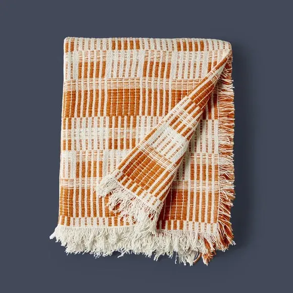 Grid Throw Blanket - Orange, Cotton