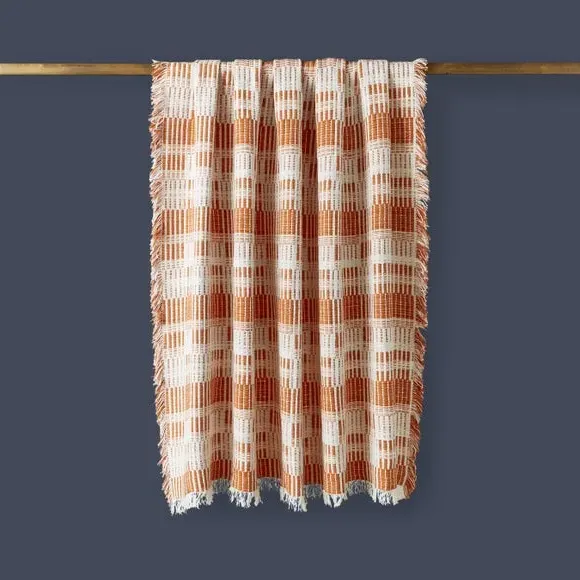 Grid Throw Blanket - Orange, Cotton