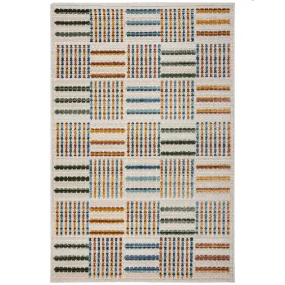 Grid Washable Rug - Multicoloured