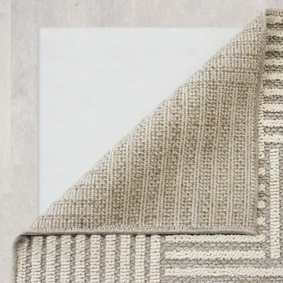 Grid Washable Rug with Bobble Texture - Ivory