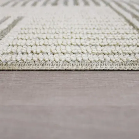 Grid Washable Rug with Bobble Texture - Ivory