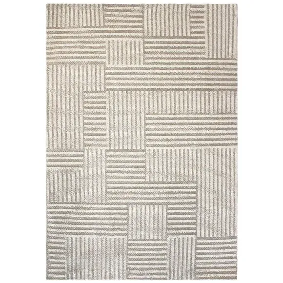 Grid Washable Rug with Bobble Texture - Ivory