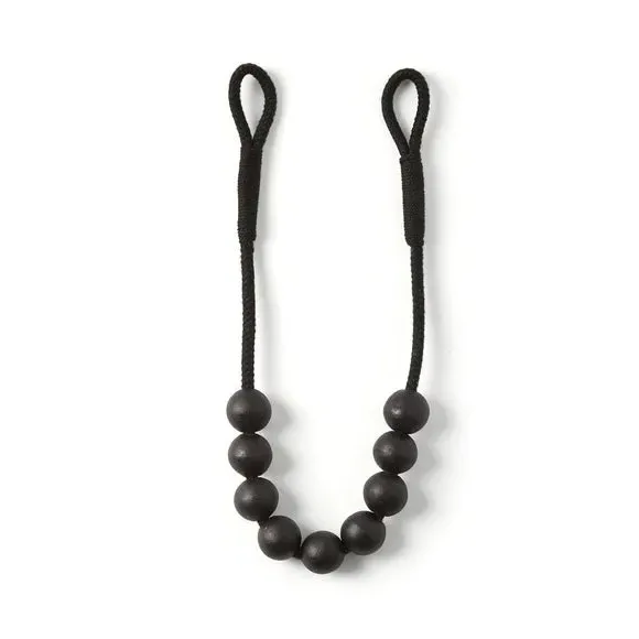 Half Beaded Curtain Tieback - Black, Mango Wood