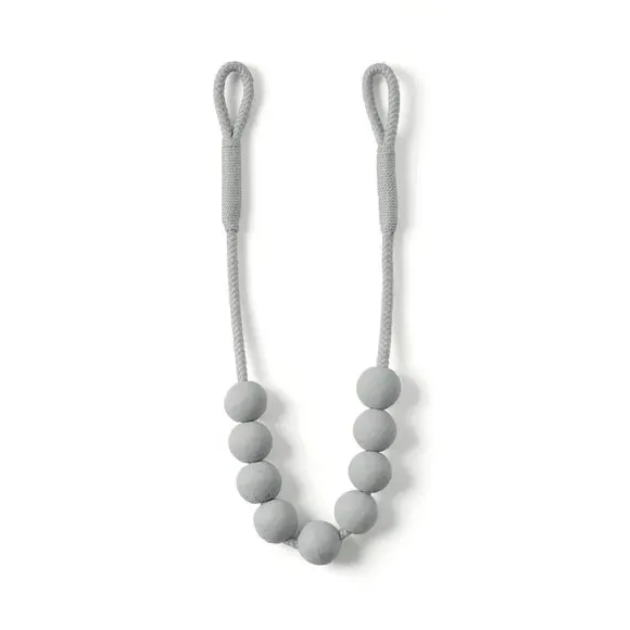 Half Beaded Curtain Tieback - Grey, Mango Wood