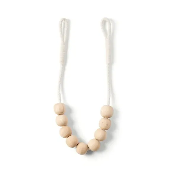 Half Beaded Curtain Tieback - Natural, Mango Wood