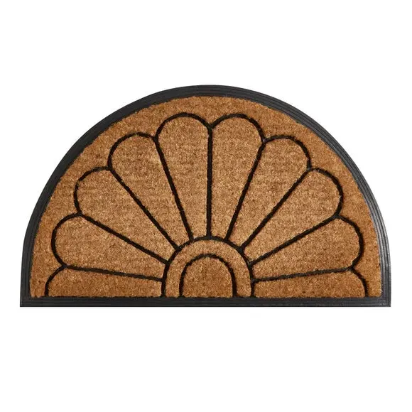 Half Moon Doormat with Anti-Slip - Black, Coir