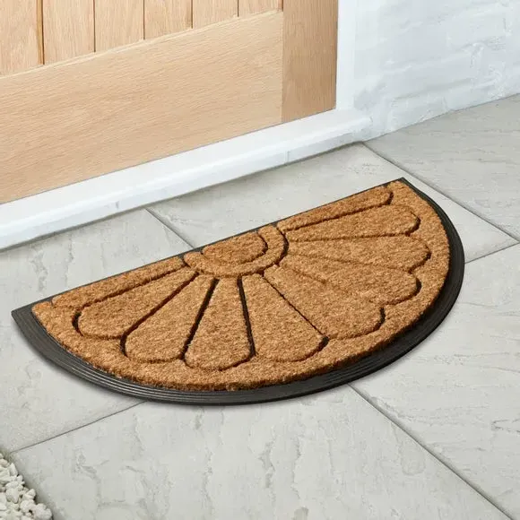 Half Moon Doormat with Anti-Slip - Black, Coir