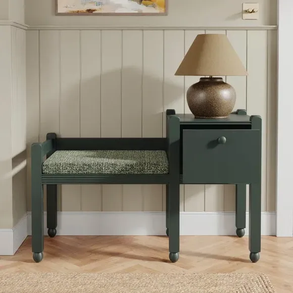 Hallway Bench with Storage - Green, Pine