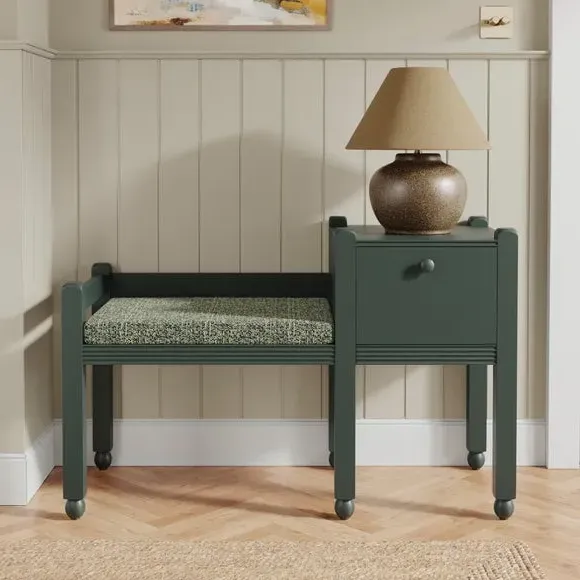 Hallway Bench with Storage - Green, Pine image