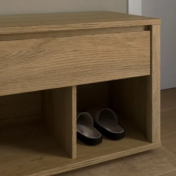 Hallway Bench with Storage - Light Oak Effect