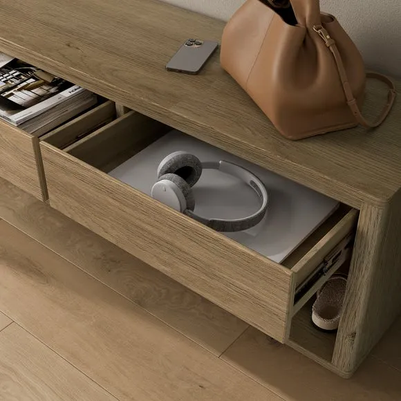 Hallway Bench with Storage - Light Oak Effect
