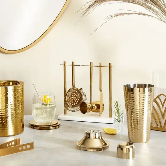 Hammered Cocktail Shaker - Gold, Stainless Steel