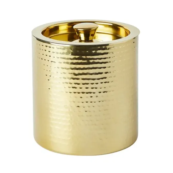 Hammered Ice Bucket with Lid - Gold, Steel