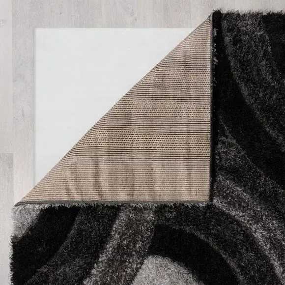 Hand Carved Area Rug - Black, Polyester