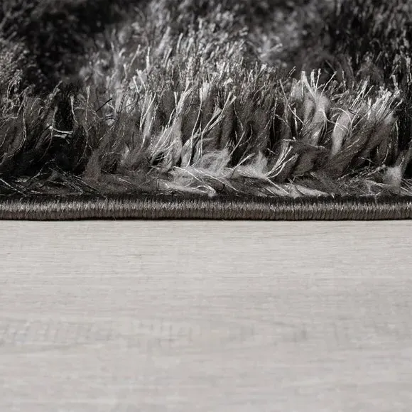 Hand Carved Area Rug - Black, Polyester