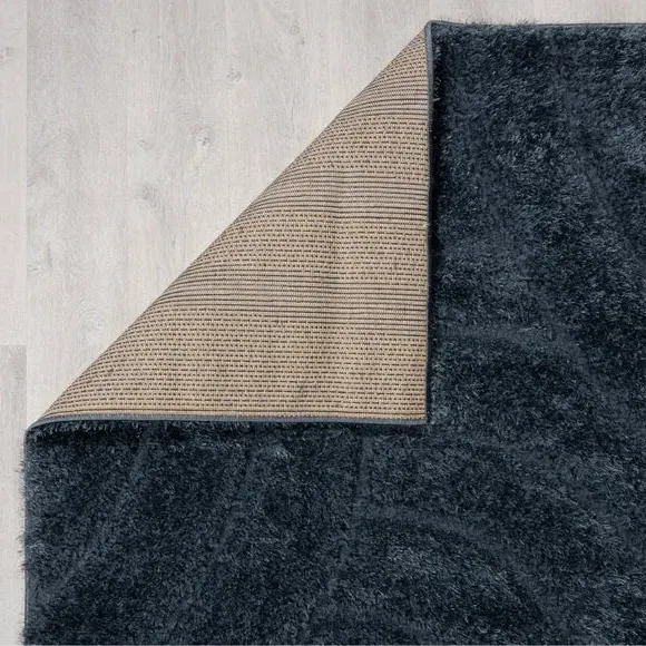 Hand Carved Area Rug - Blue, Polyester