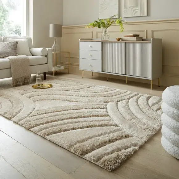 Hand Carved Area Rug - Natural, Polyester