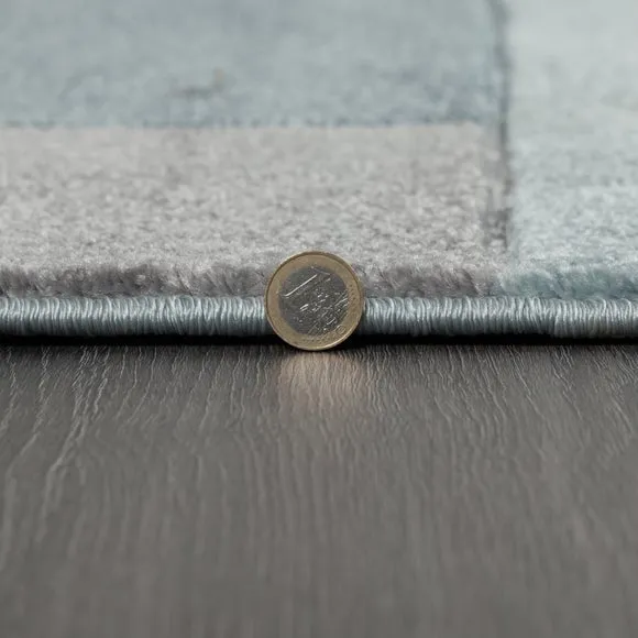 Hand Carved Check Rug - Denim