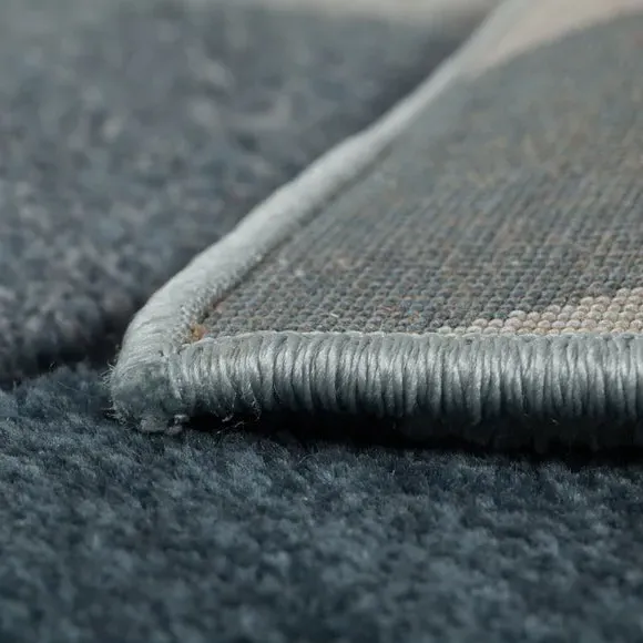 Hand Carved Check Rug - Denim