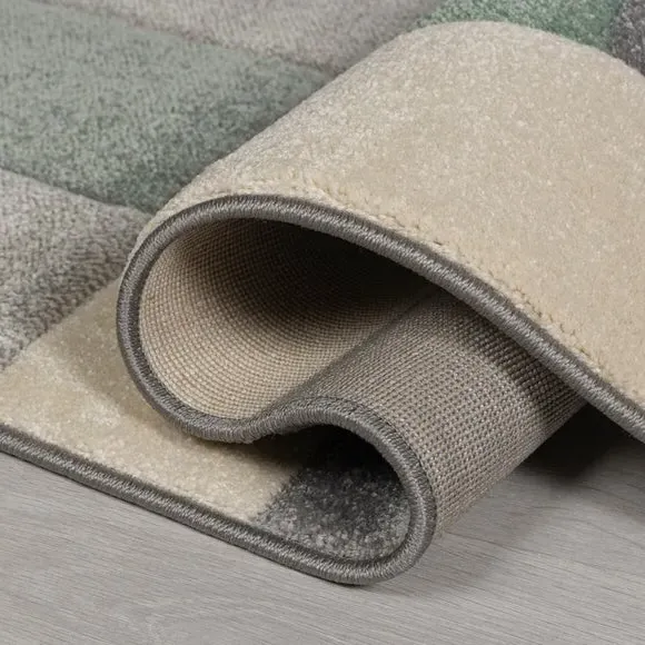 Hand Carved Check Rug - Mint