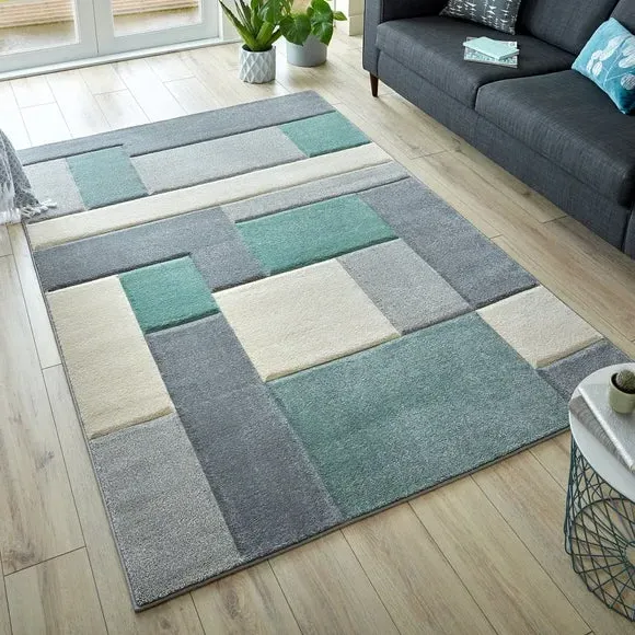 Hand Carved Check Rug - Mint