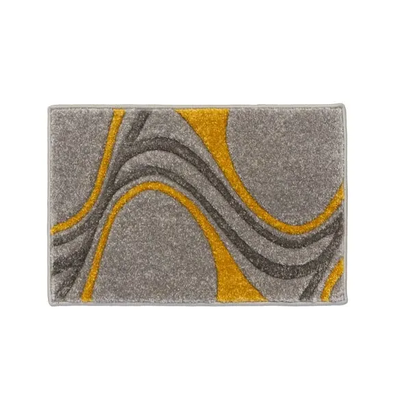 Hand-Carved Doormat with Swirl Design - Ochre