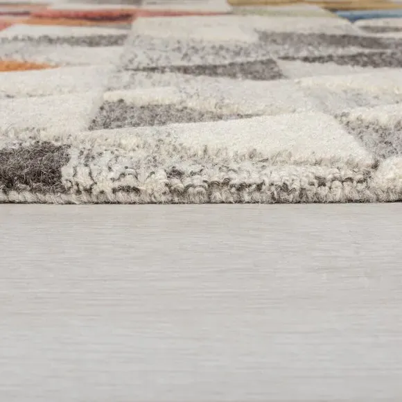 Hand-Carved Rug - Multicoloured, Pure Wool