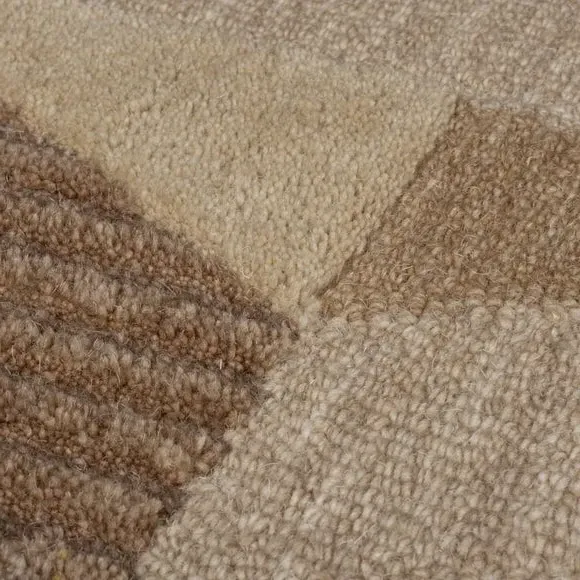 Hand-Carved Rug with High Low Effect - Natural, Wool
