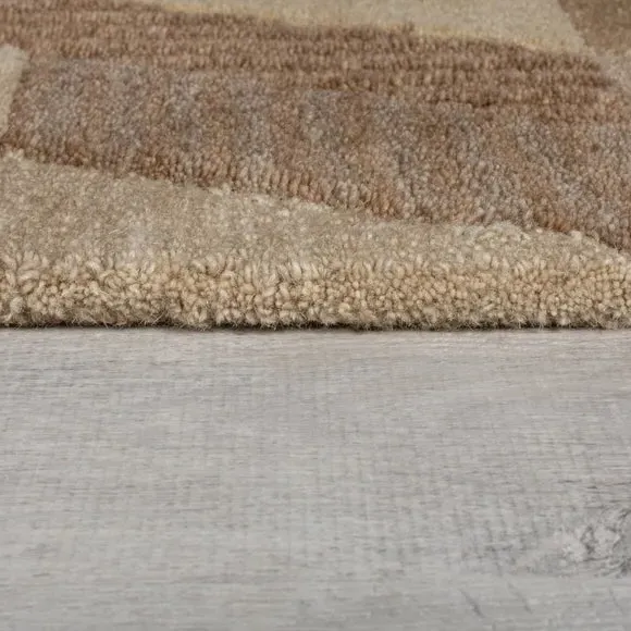 Hand-Carved Rug with High Low Effect - Natural, Wool