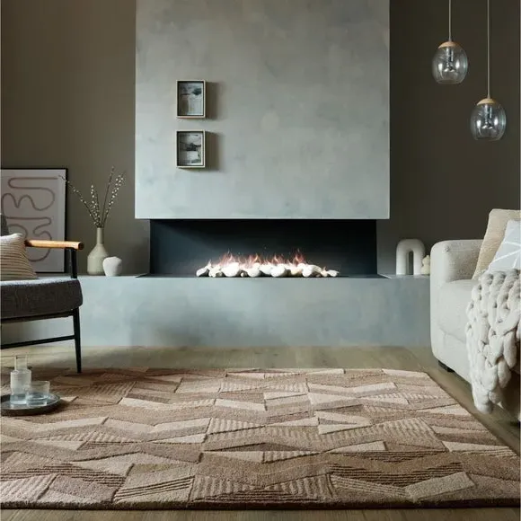 Hand-Carved Rug with High Low Effect - Natural, Wool image