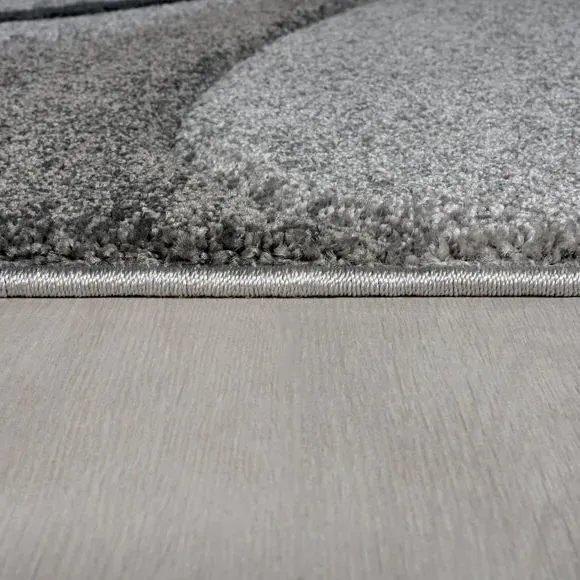 Hand Carved Rug with Swirl Design - Charcoal
