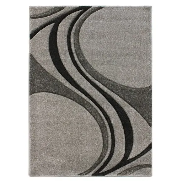 Hand Carved Rug with Swirl Design - Charcoal